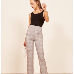 Reformation Plaid High Waisted Cropped Pants